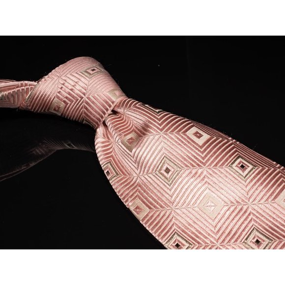 Ermenegildo Zegna Other - Ermenegildo Zegna Pink Geometric 100% Silk Jacquard Men's Luxury Tie